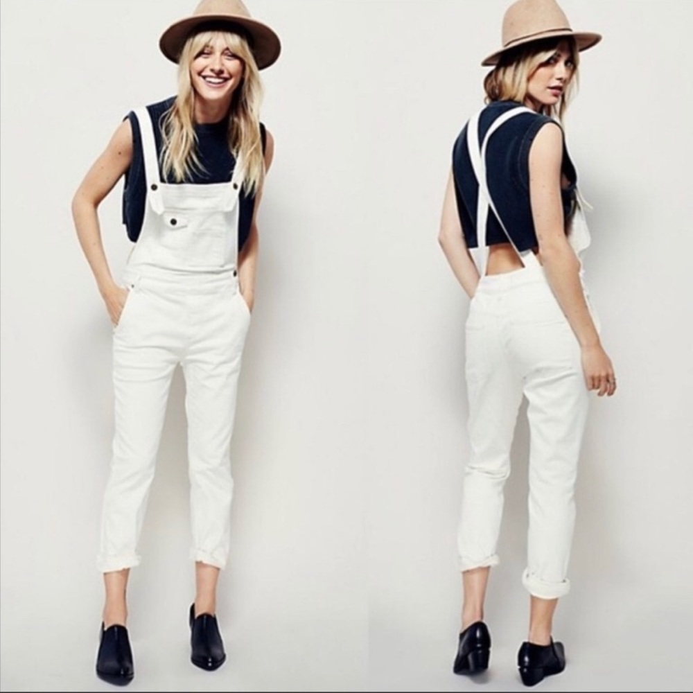 Free people white crisscross overalls